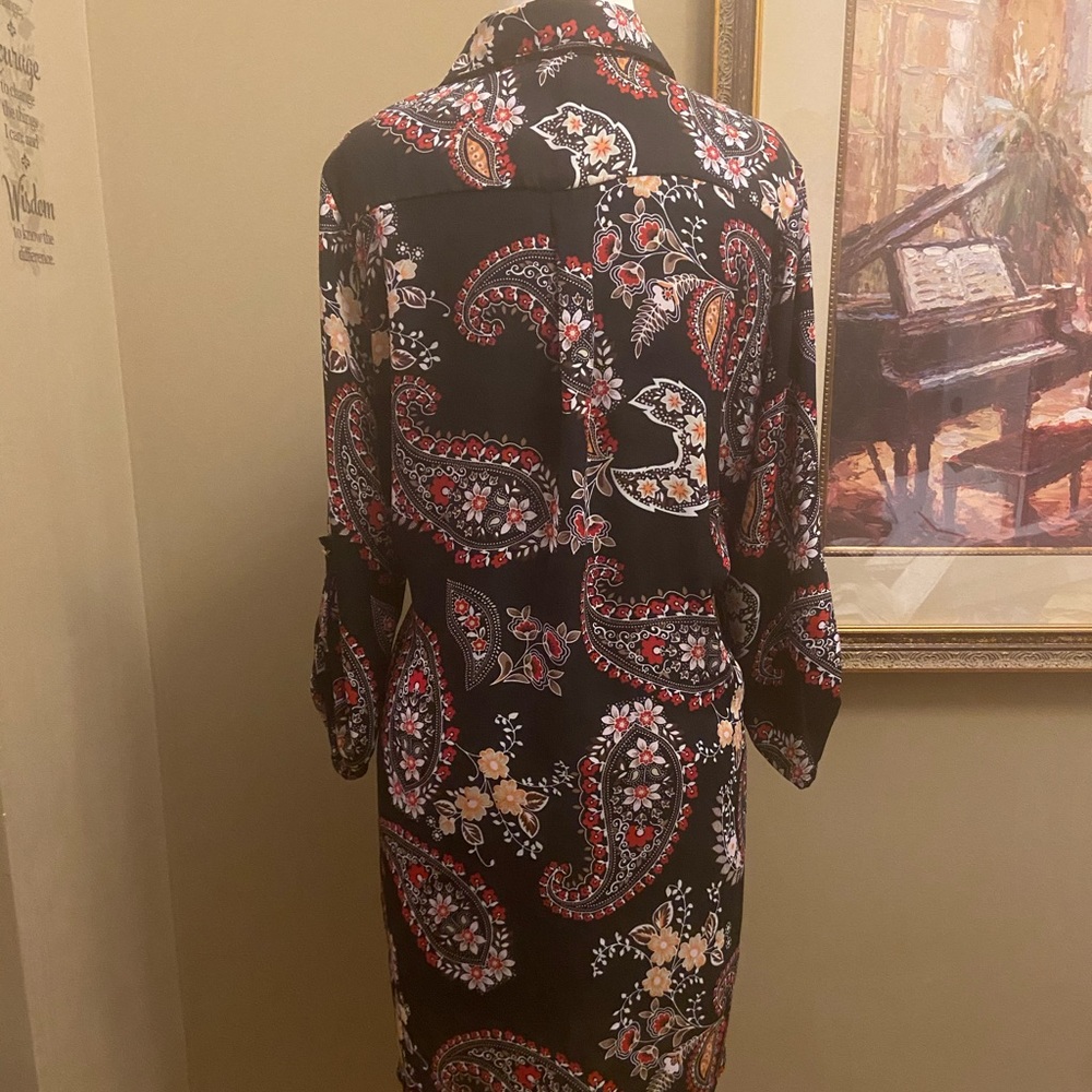 New Directions Black Floral Tunic Top Size M - Picture 15 of 16